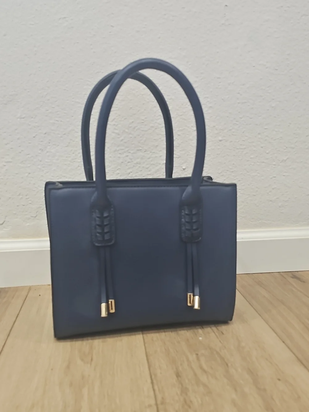Structured Navy Satchel Handbag - Unbranded